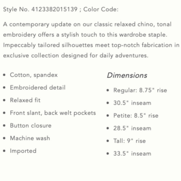 Anthropologie Chino Relaxed White Embroidered Pant - Picture 11 of 11